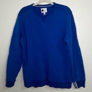 Boden Men's blue crewneck sweatshirt stripe detail on sleeve